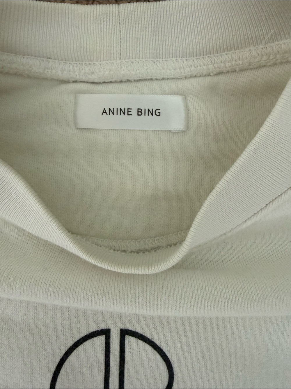 Anine Bing White Logo Crewneck Sweatshirt Size Small Vintage 100% Cotton - Picture 4 of 8